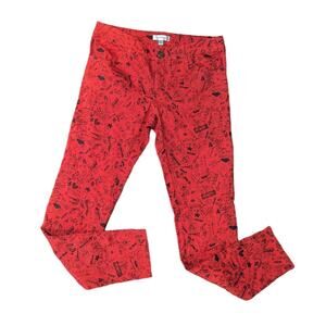 NWT Olsenboye College Road Trip Red & Black Print Skinny Jeans